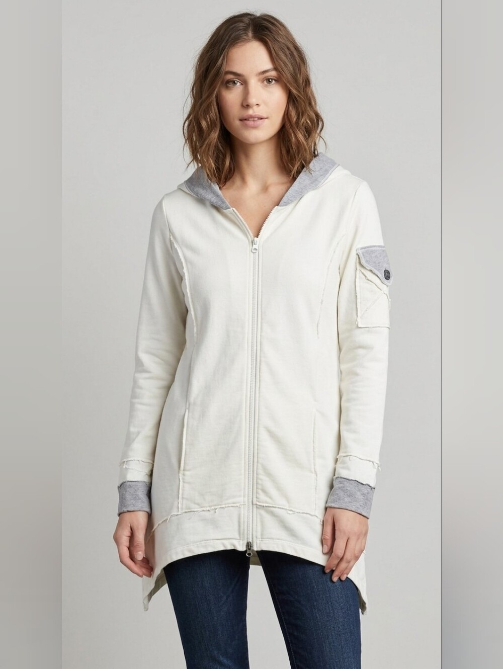 416. Neon Budda Nirvana Zip-Front Hoodie Jacket W/ Gray Trim